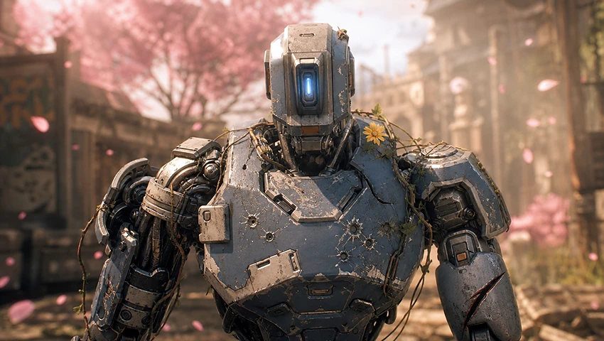 Sci-fi mini film about a robot discovering spring in overgrown ruins