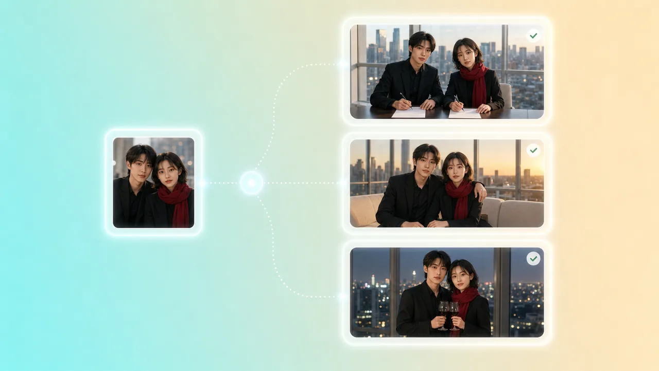 Le même couple dans chaque plan