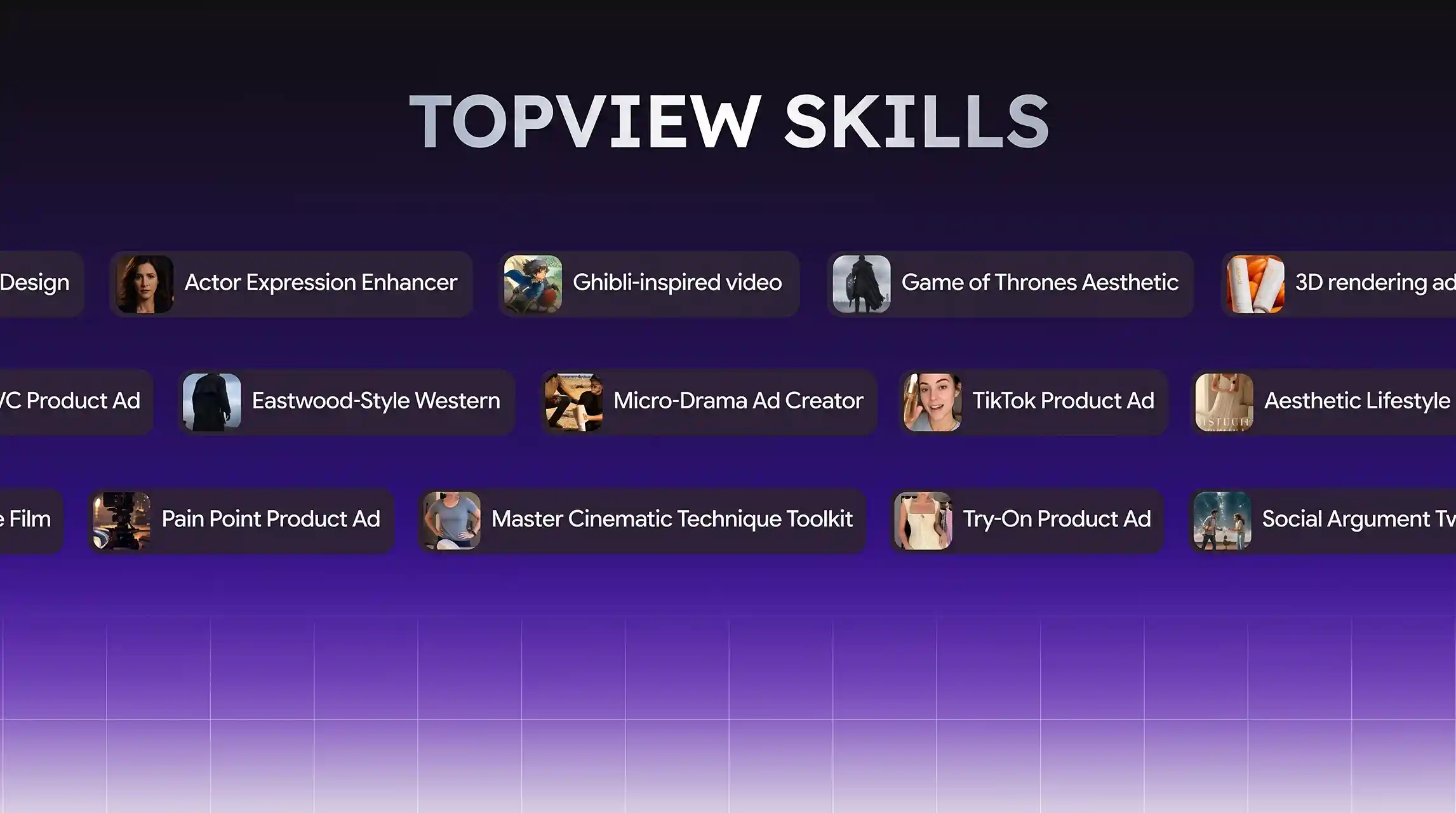 Uma biblioteca rica de video skills prontas