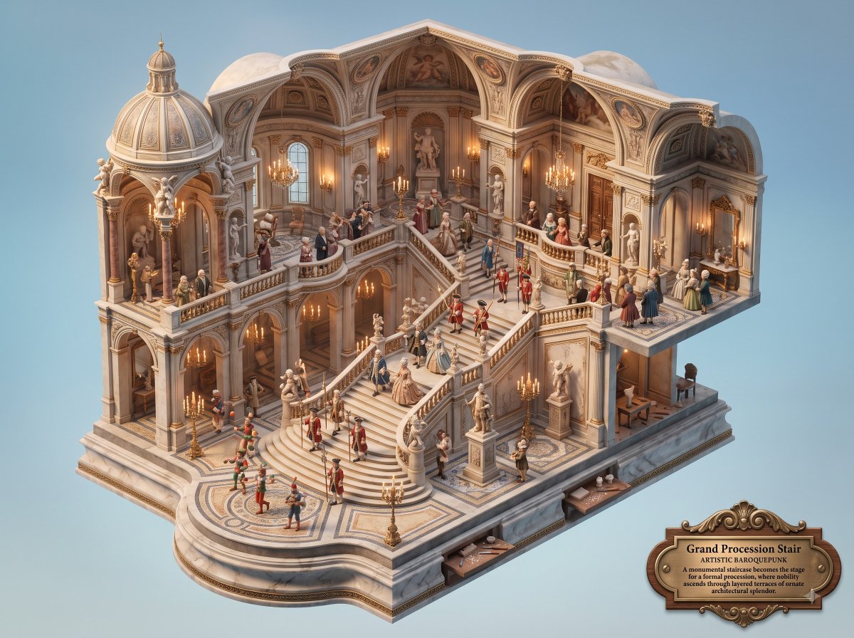 Whimsical Miniature Baroque Staircase Hall