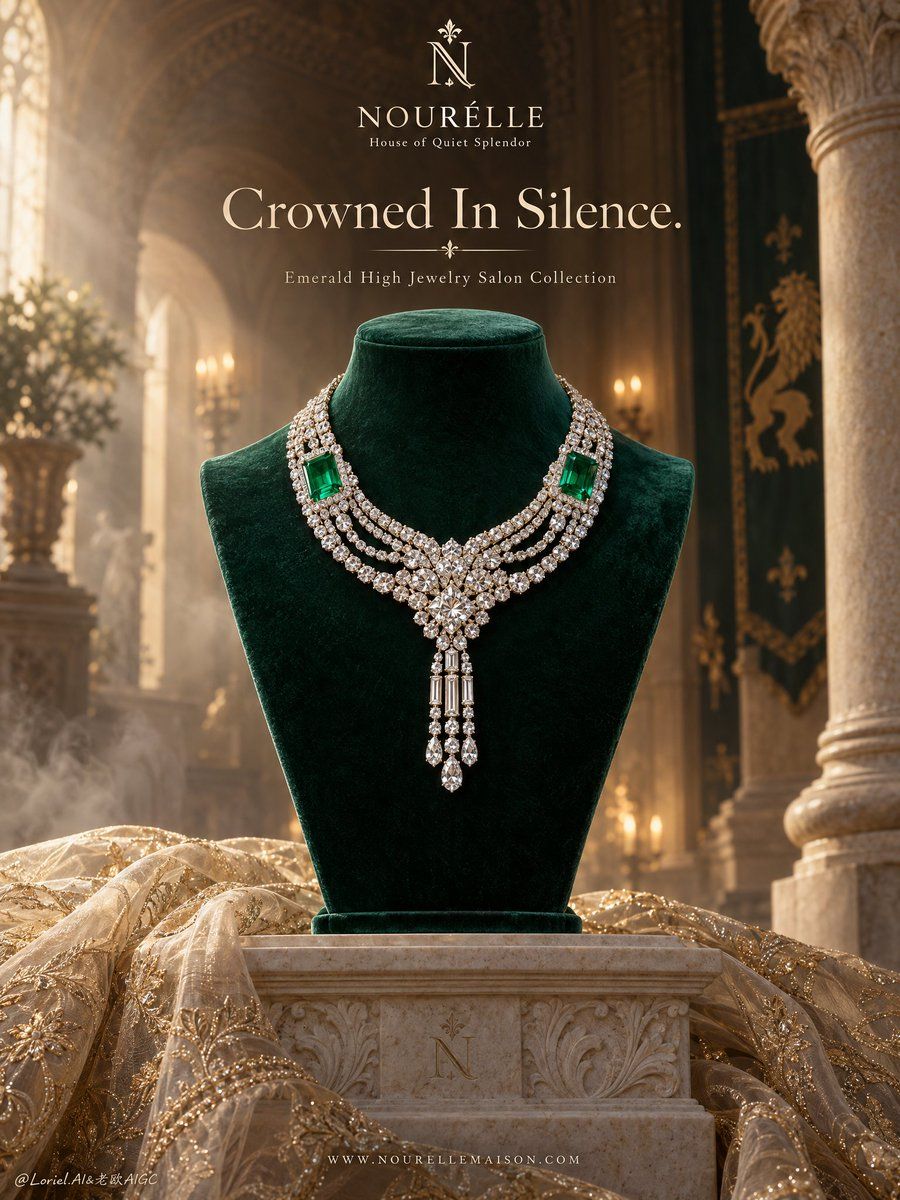 Emerald and Diamond Necklace Poster Prompt
