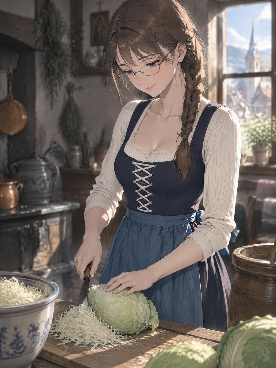 Girl Making Sauerkraut