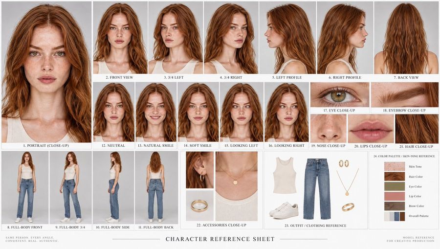 Photorealistic Character Reference Sheet Generator