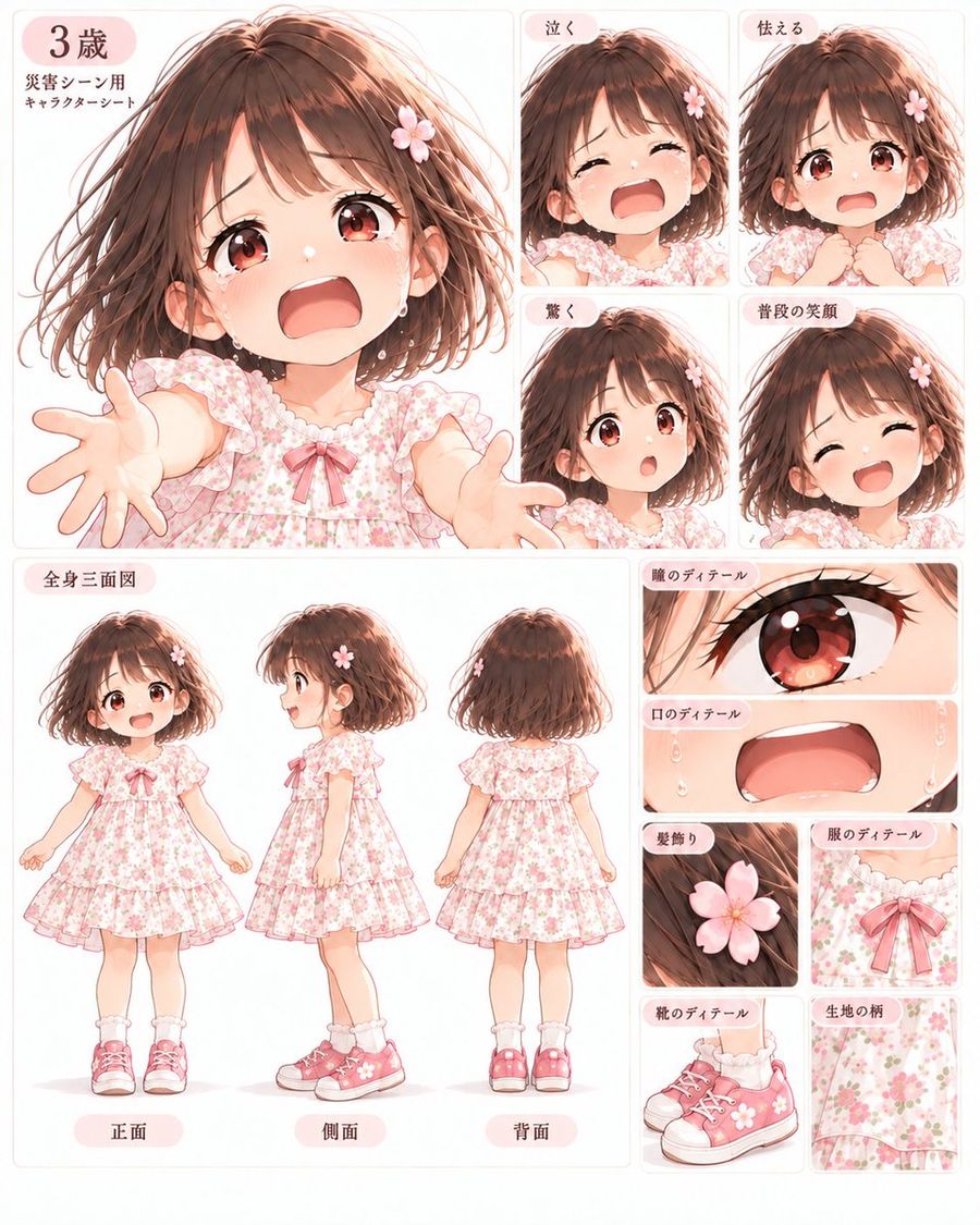 Anime Character Sheet: Crying Girl