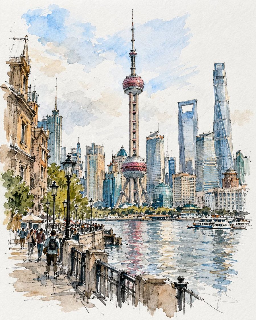 Travel Sketchbook Watercolor Prompt