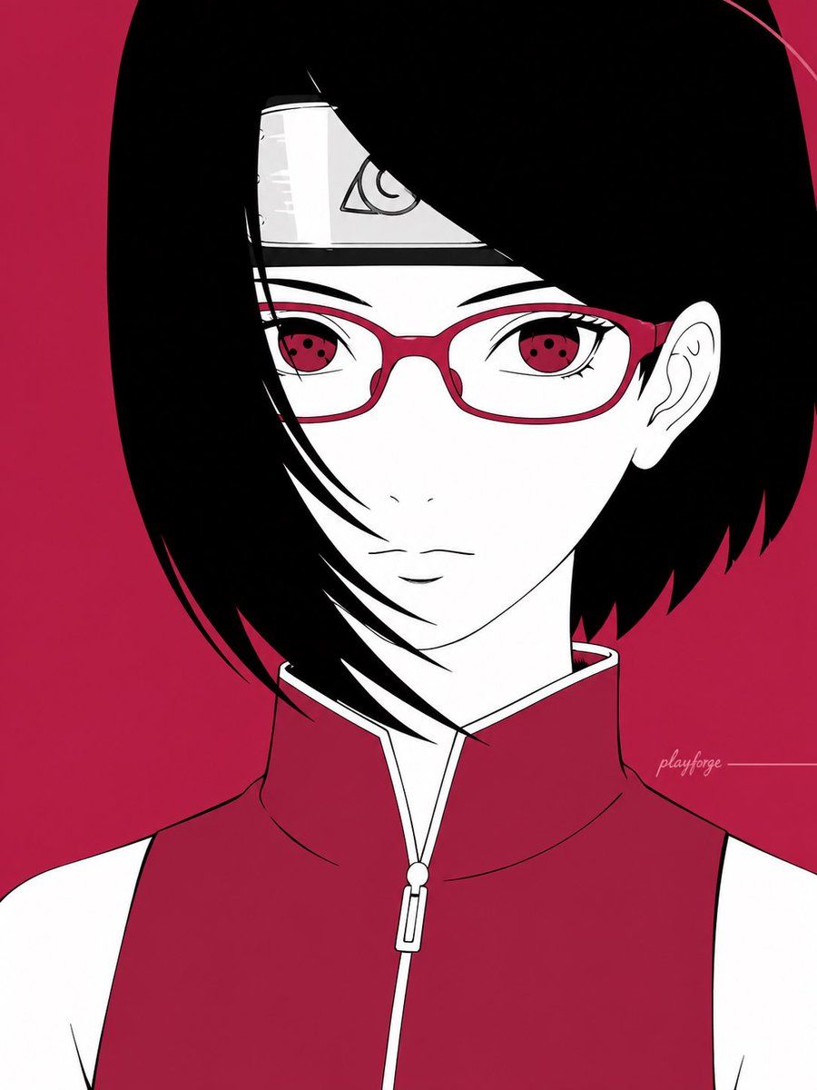Sarada Uchiha Minimalist Red Portrait