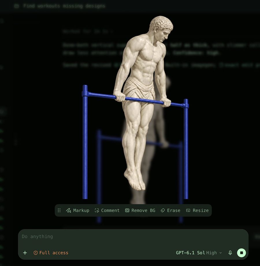 AI Interface Screenshot: Marble Statue Fitness
