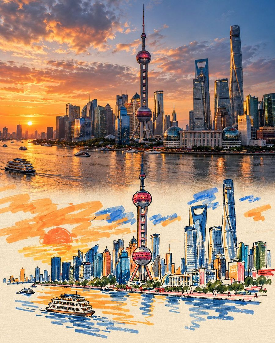 Photo to Doodle Travel Poster Prompt