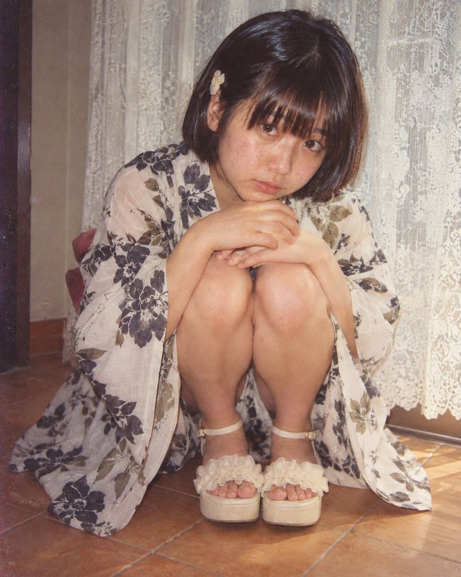 Showa Retro Style: Portrait of a Girl in Floral Kimono