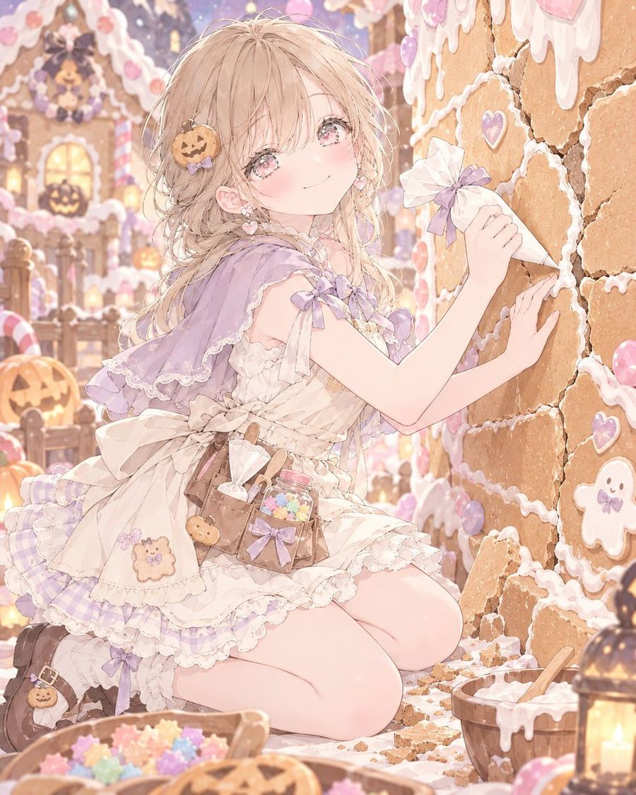 Halloween Pastry Repair Girl Prompt