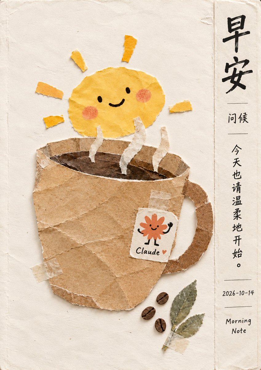 Paper Collage Morning Coffee Illustration