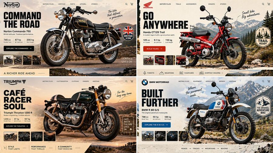 Classic Motorcycle Landing Page Prompt