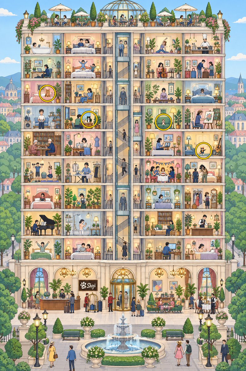 Shoji Hotel Cross-Section: Hidden Cats