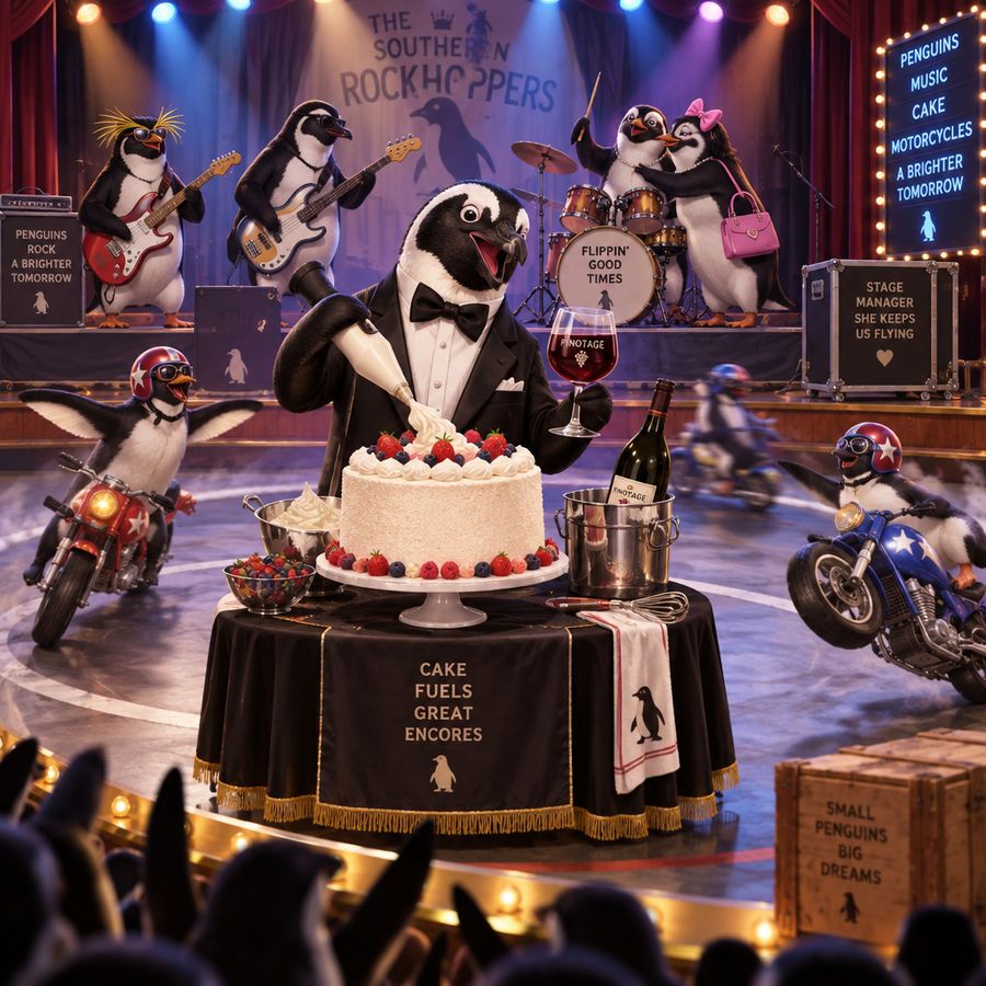 Penguin Rock Band Stage Performance