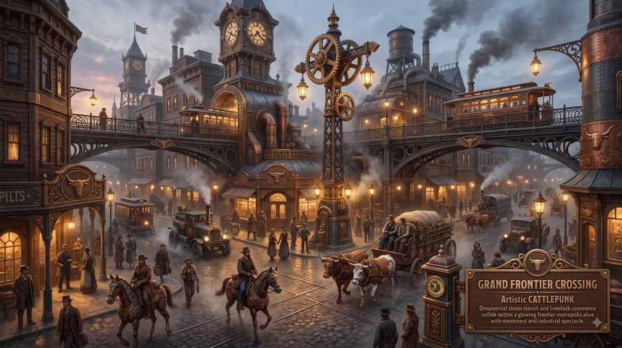 艺术风格 Cattlepunk 街头场景