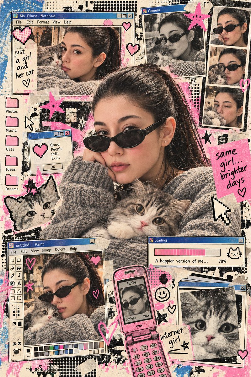 Early Internet Nostalgia Kitten Portrait