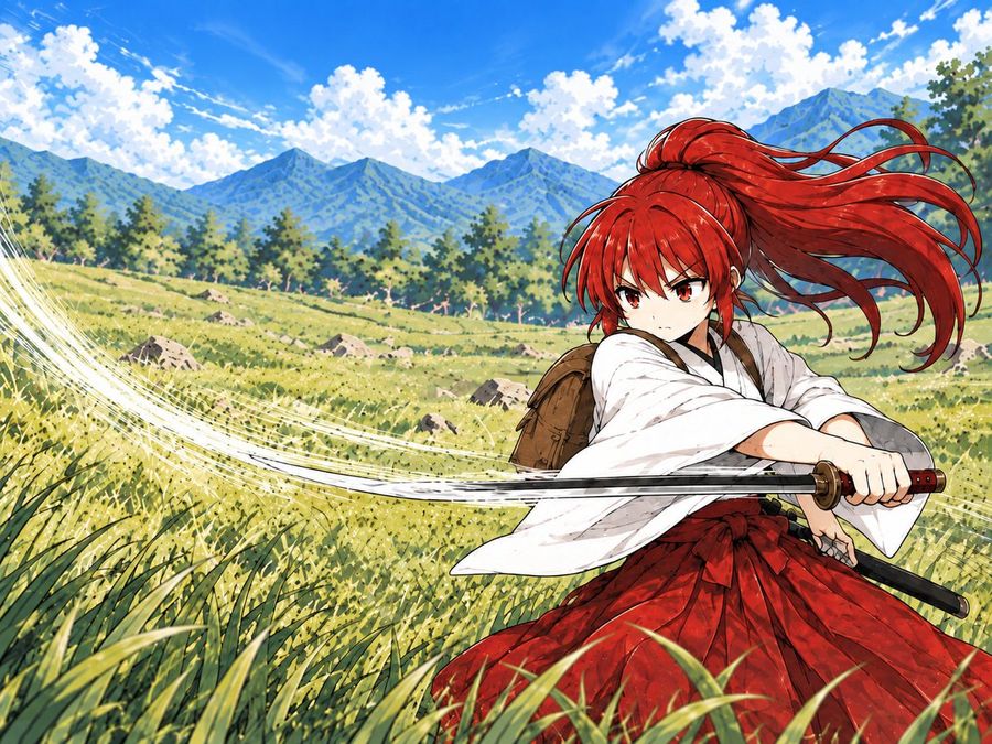 Red-Haired Female Samurai Manga Page