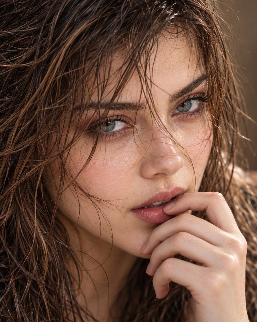Wet Hair Close-up Beauty Prompt