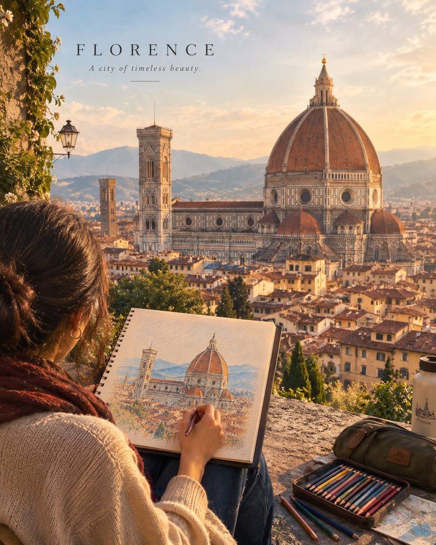 Cinematic Travel Artist Landmark Sketching