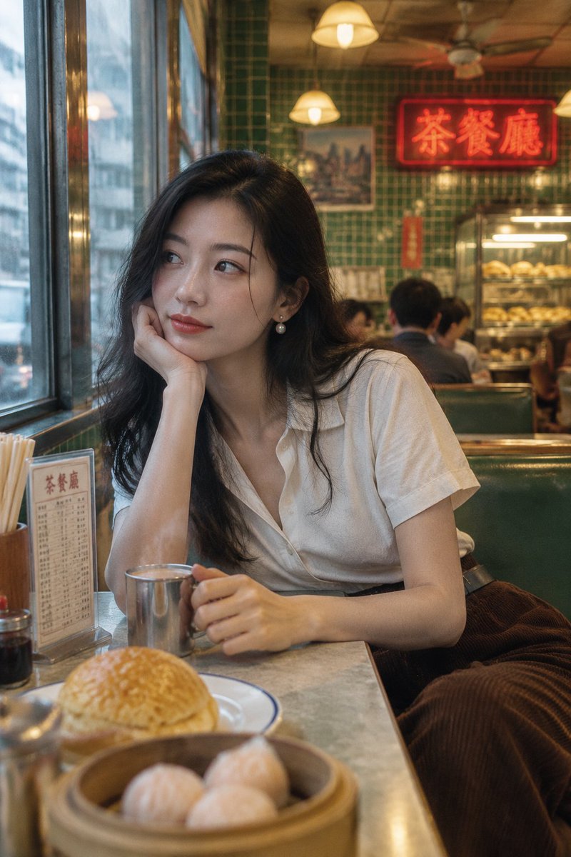Vintage Hong Kong Tea Restaurant Portrait Prompt
