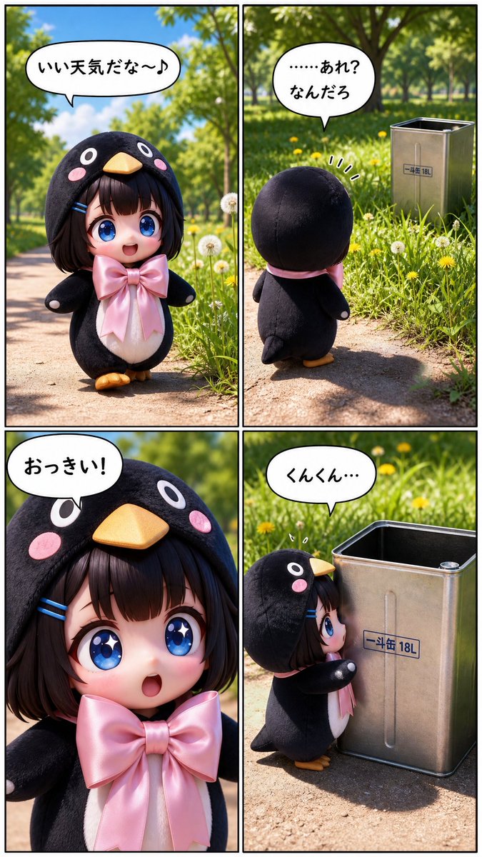 Cute Penguin Girl 4-Panel Comic