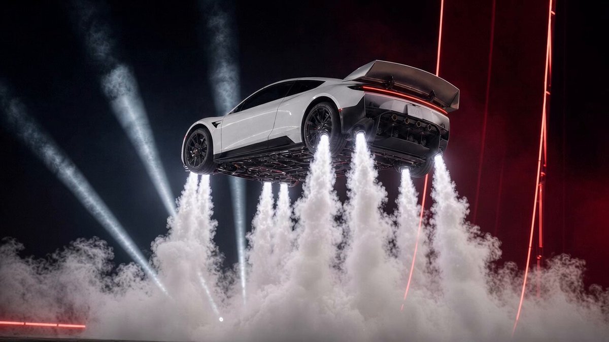 Man Describing Hovering Sports Car
