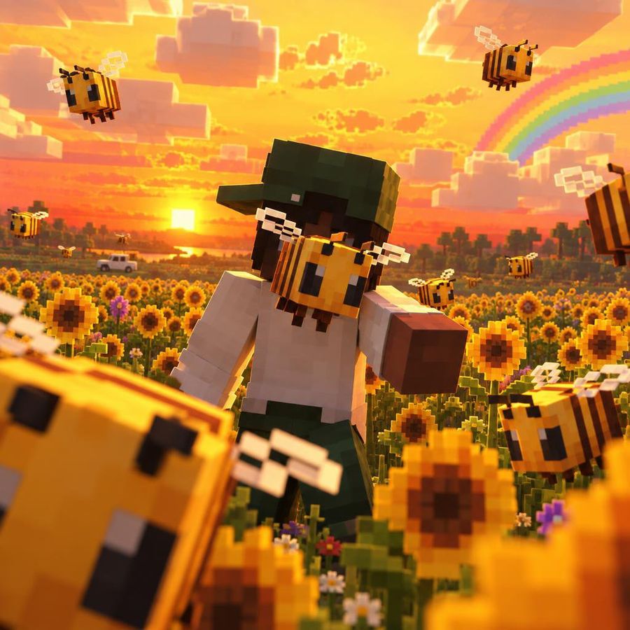 Minecraft Character in Sunflower Field