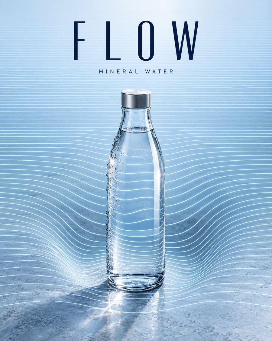 Mineral Water Silhouette Refraction Poster