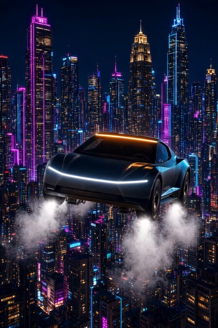 Night Metropolis Car Scene Prompt