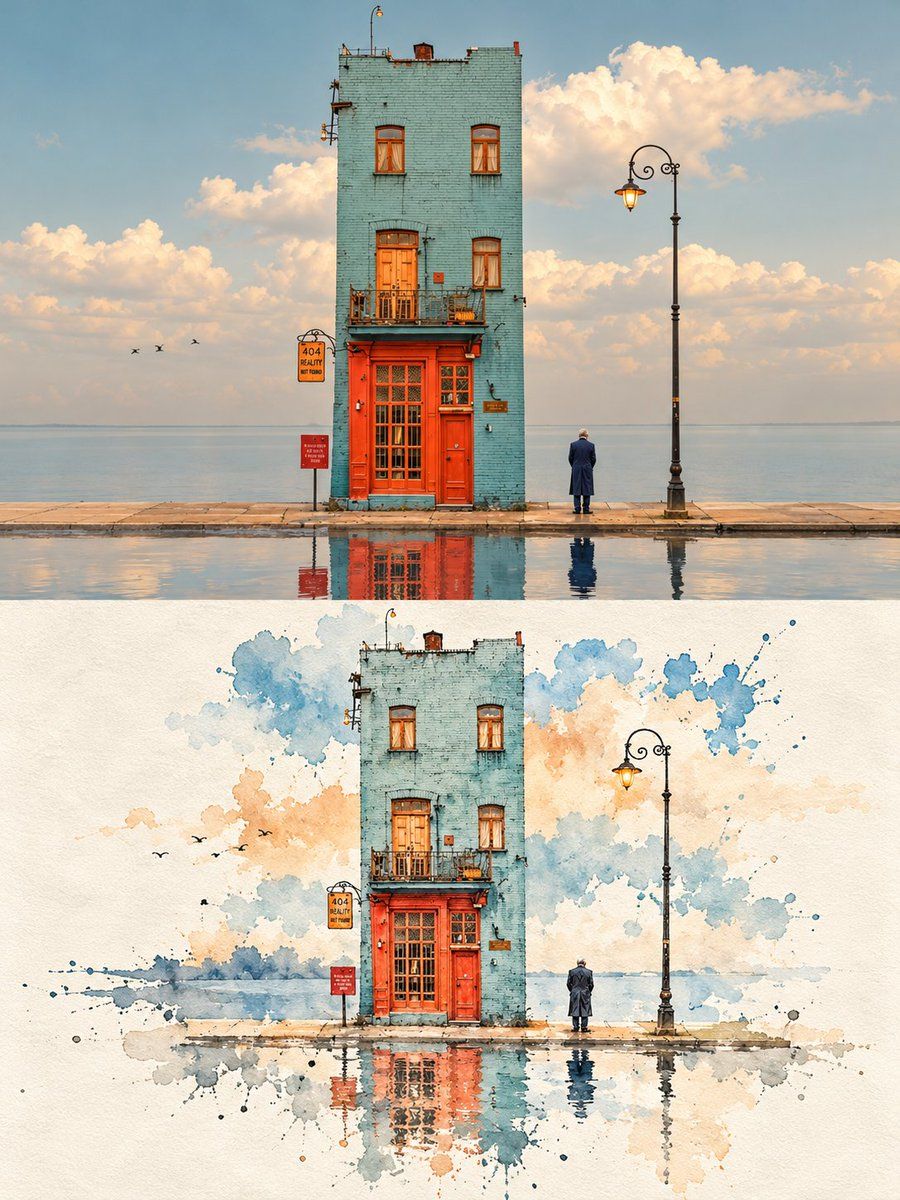 Minimalist Ink Wash Split Image Reconstruction
