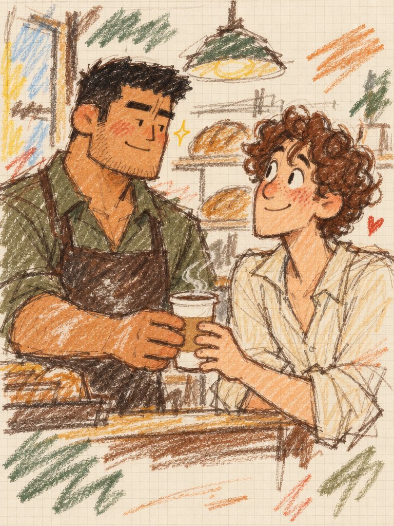 Crayon Doodle Style Convenience Store Regulars