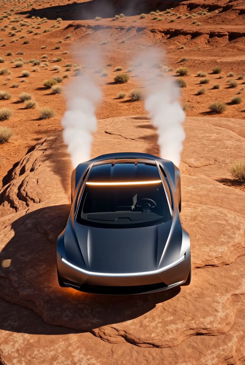 Tesla Roadster 沙漠飞行
