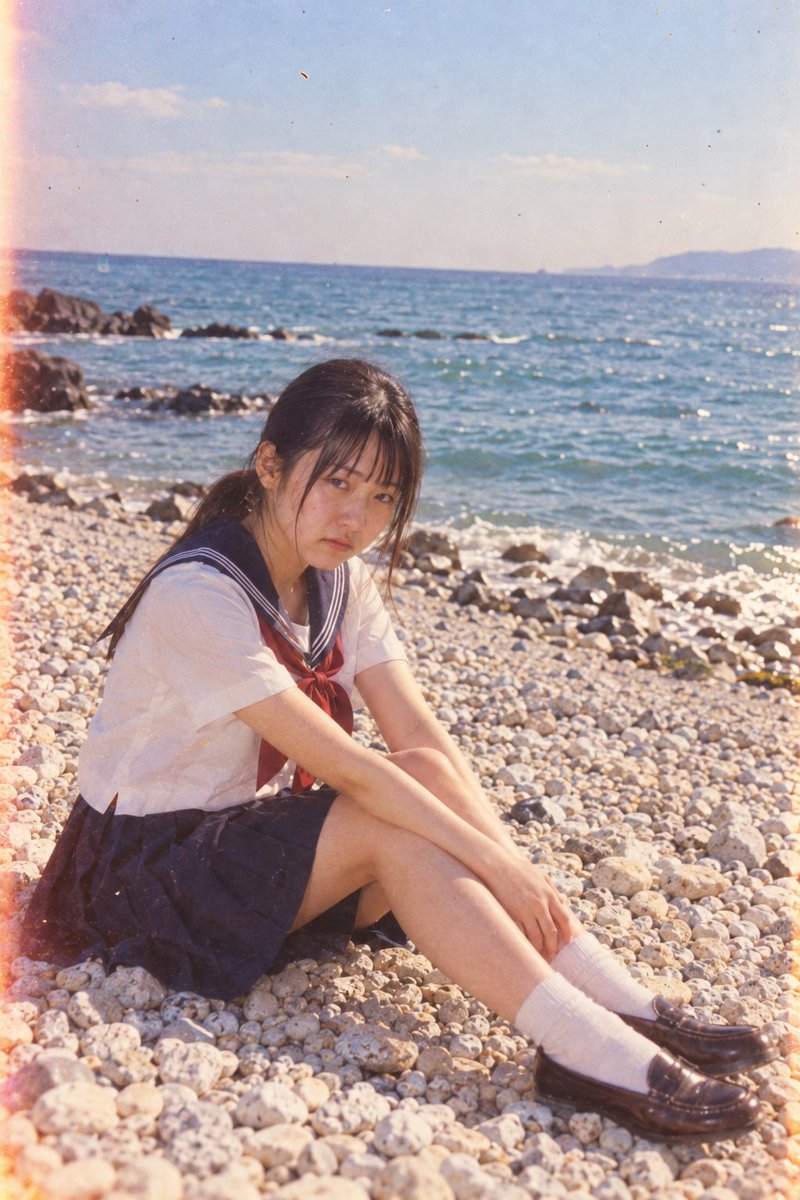 Vintage Film Portrait of a Girl in Sailor Uniform
